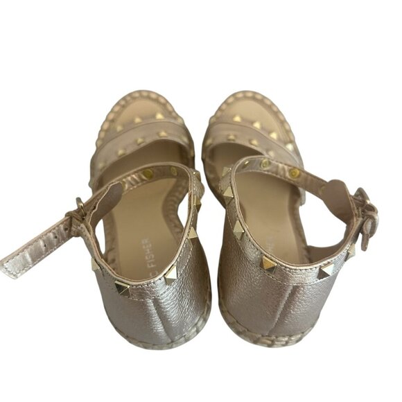 Marc Fisher Kegan Metallic Wedge Sandals Stud Heels Leather Size 7.5 Women's - Picture 8 of 13